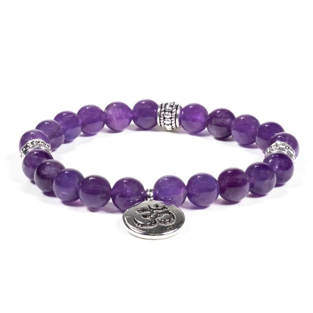 Mala/Armband Amethyst elastisch mit Ohm Mala/Armband Amethyst elastisch mit Ohm – Diverse Armbänder